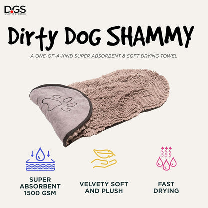 Shammy Dog Towels for Drying Dogs - Heavy Duty Soft Microfiber Bath Towel - Super Absorbent, Quick Drying, & Machine Washable - Must Have Dog & Cat Bathing Supplies | Grey 13X31